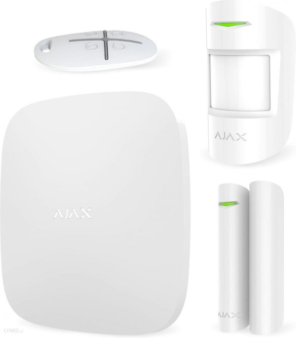 AJAX Zestaw alarmowy HubKit - Hub+czujka ruchu PIR+Czujka magnetyczna+Pilot biały