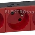 Legrand Mosaic Gniazdo 3X2P+Z Czerwone 077173