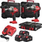 Milwaukee Zestaw 18V 2x Wkrętarka M18FPD + 3x5 Ah Skrzynka PACKOUT 3 (WWWMW027)
