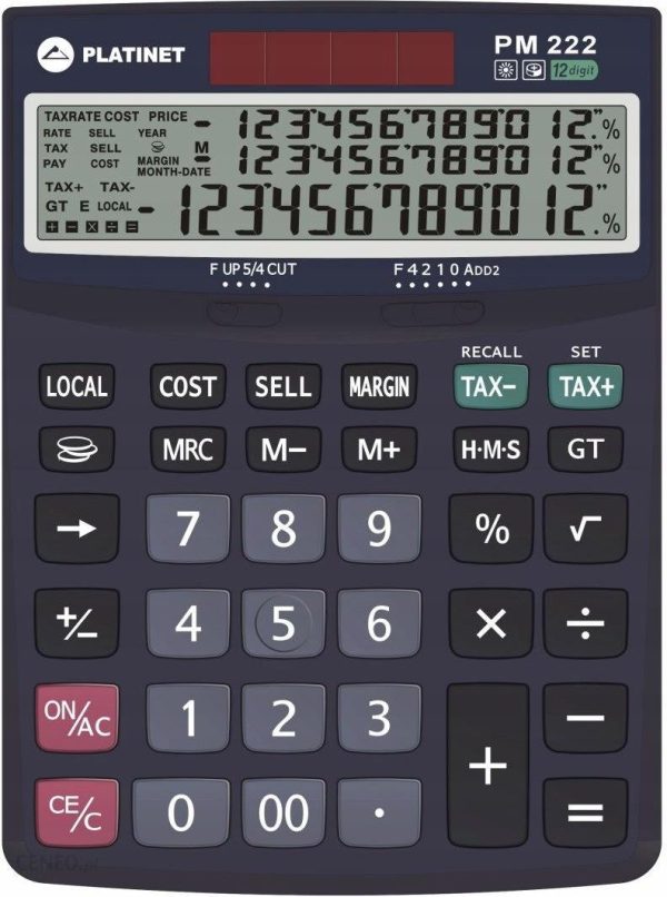 Platinet Kalkulator Pm222Te 12D Tax Mar 3 Lines Display