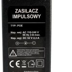 Zasilacz impulsowy zewnętrzny do switchy PoE 52V