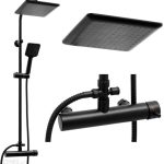 Zestaw prysznicowy czarny ścienny bateria natrysk z deszczownicą 23 cm - Yoka